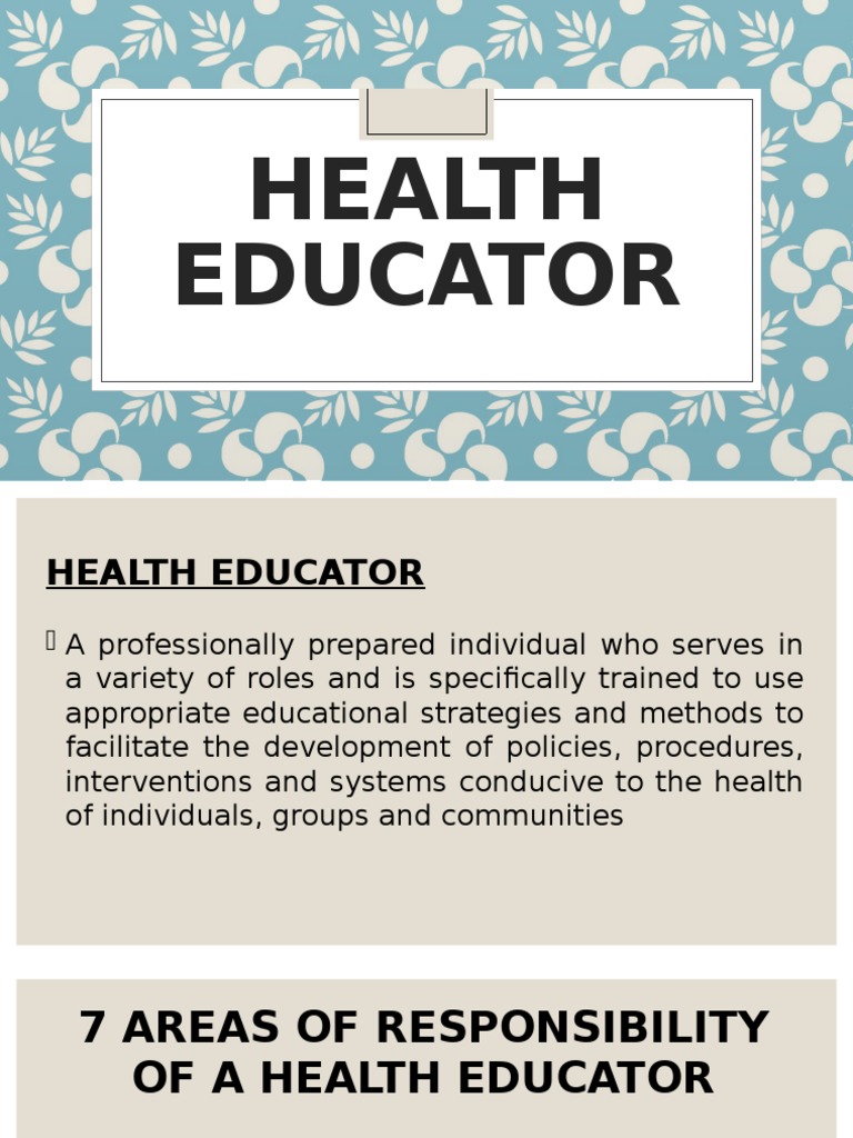 Health Educator Roles & Strategies | PDF | Health Education | Behavior