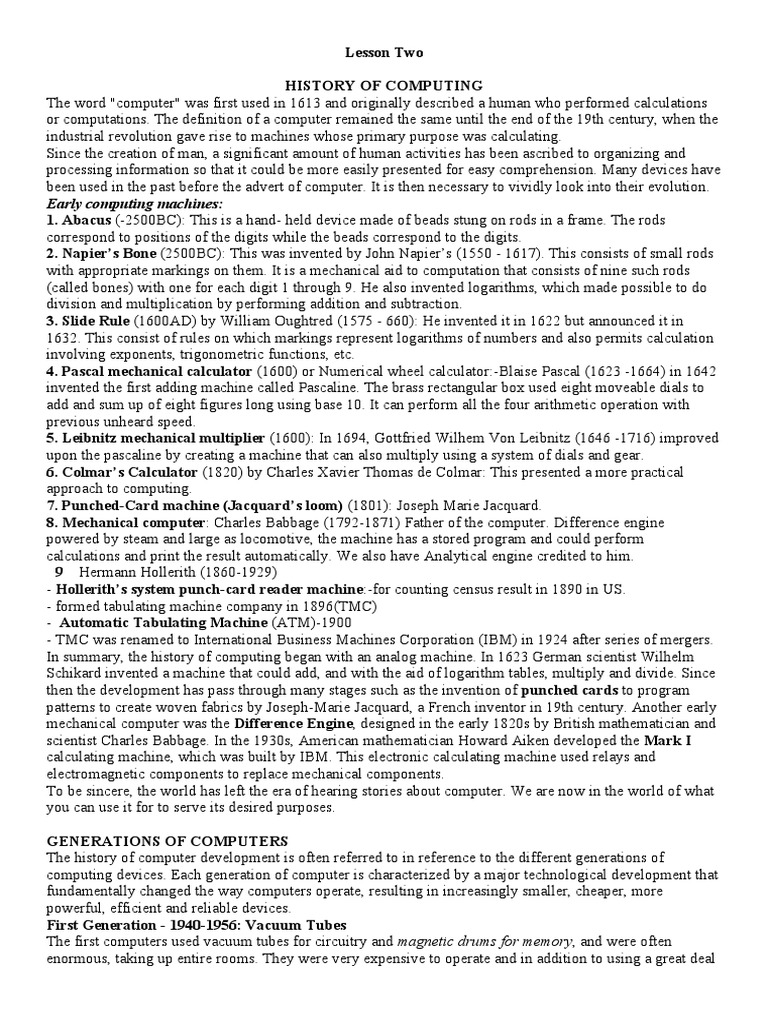 A History of Computing From Early Mechanical Devices to Modern