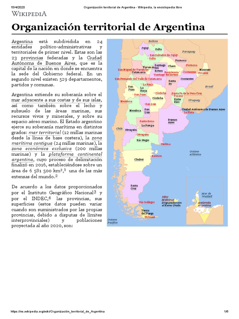Organización Territorial de Argentina - Wikipedia, La Enciclopedia ...