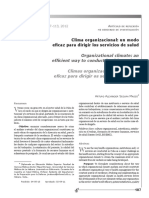 Clima Organizacional, Un Modo Eficaz para Dirigir Los Servicios de Salud PDF
