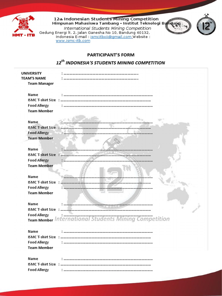 12th Indonesian Mining Competition Form | PDF