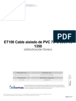 ET106 Cable Aislado de PVC 75°C 600V Al 1350: Especificación Técnica