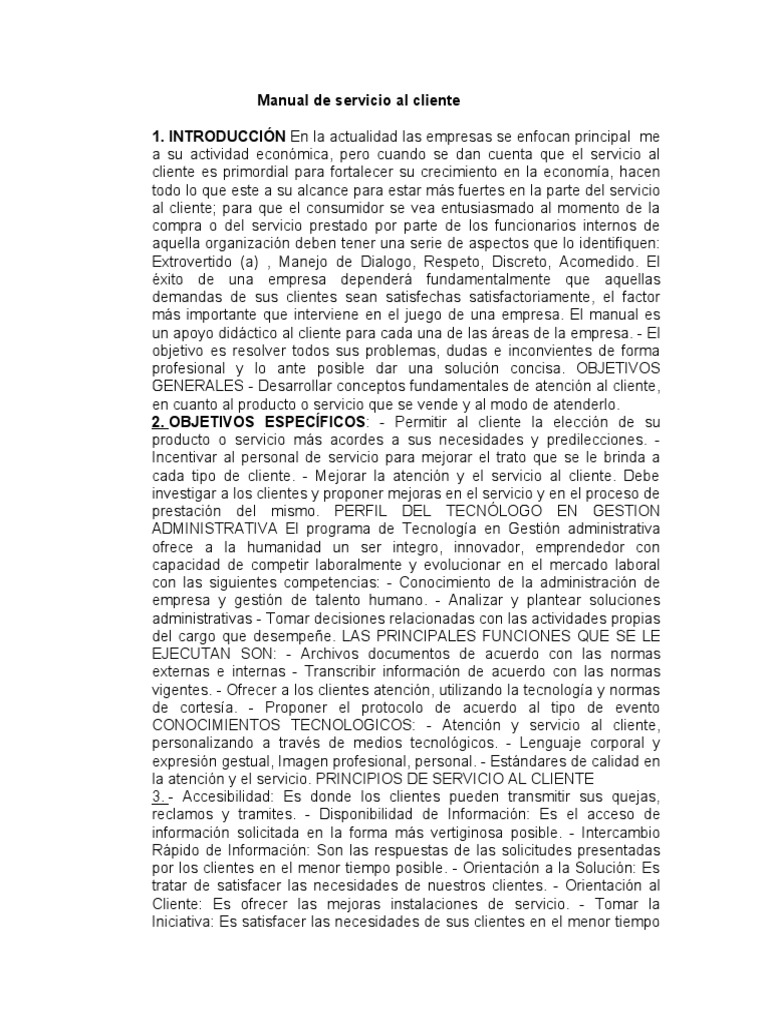 Manual de Servicio Al Cliente | Descargar gratis PDF | Calidad ...