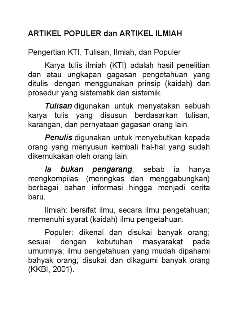 ARTIKEL POPULER Dan ARTIKEL ILMIAH | PDF