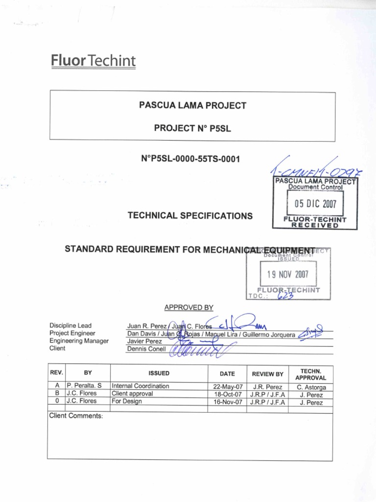 Standard Requirement For Mechanical Equipment | PDF | Pipe (Fluid ...