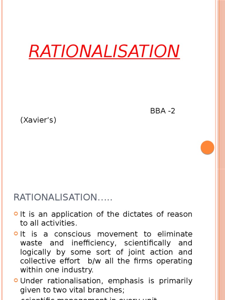 Rationalisation: BBA - 2 (Xavier's) | PDF