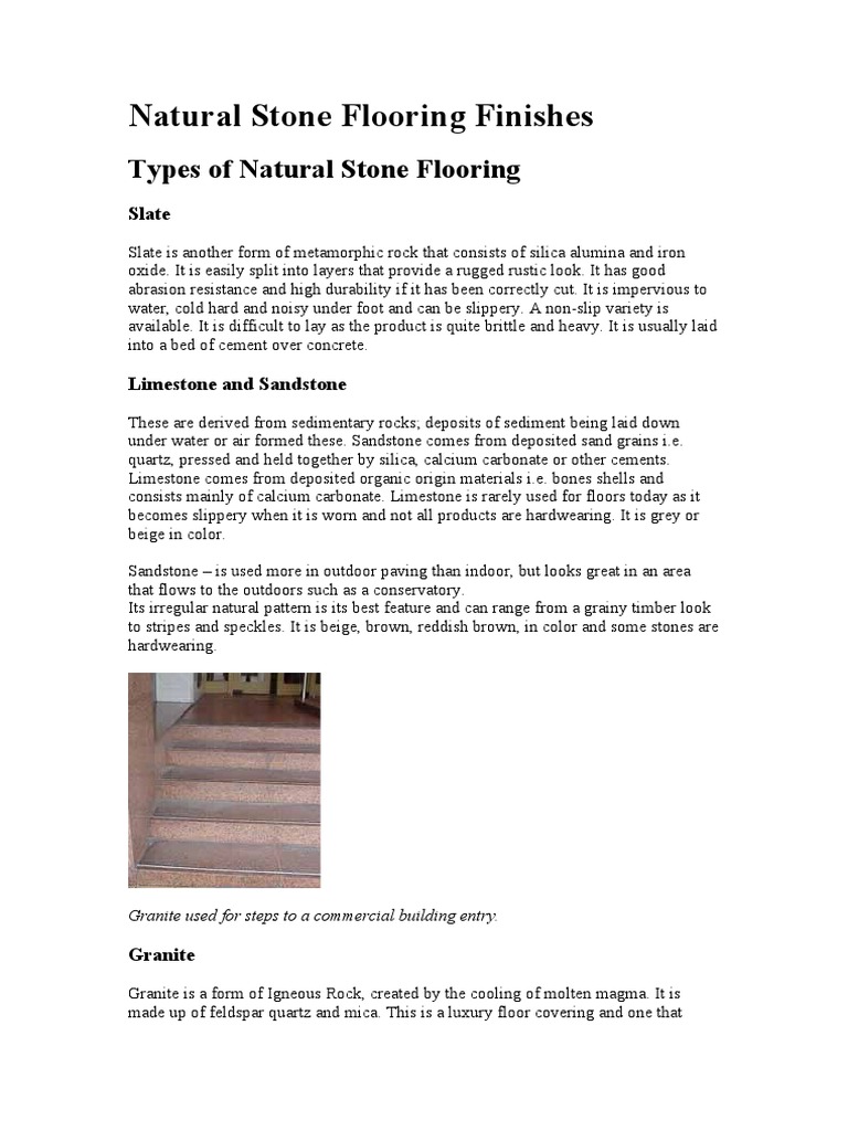 Natural Stone Flooring Finishes | PDF | Sandstone | Rock (Geology)