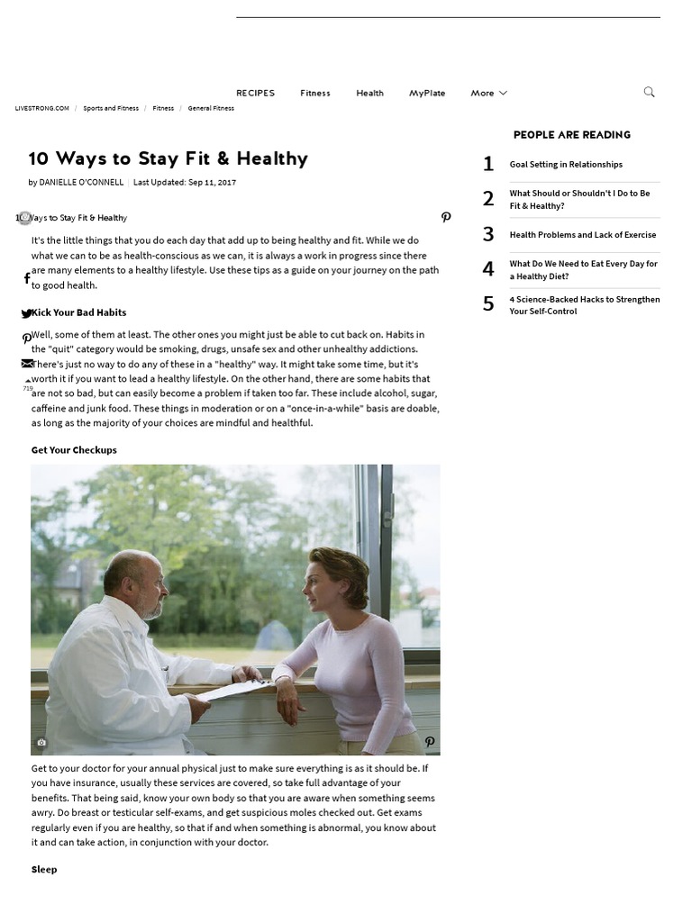 10 Ways To Stay Fit & Healthy | PDF | Healthy Diet | Sleep