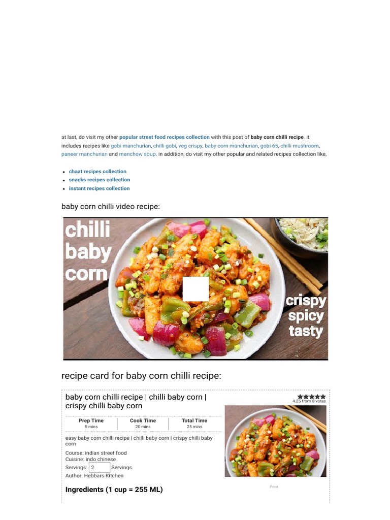 Baby Corn Chilli Recipe Chilli Baby Corn Crispy Chilli Baby Corn