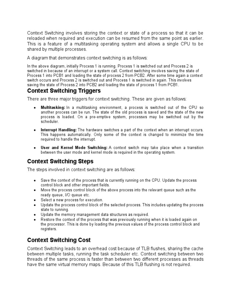 Context Switching How Operating Systems Handle Multitasking Pdf