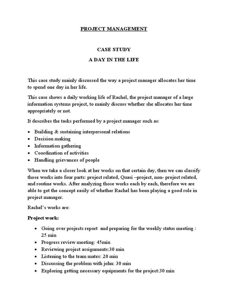 A Day in the Life of a Project Manager | PDF | Cognition ...