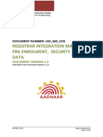 Uidai: Registrar Integration Manual Pre-Enrolment, Security & Kyr+ Data