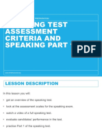 Speaking Test Assessment Criteria and Speaking Part 1: Myclass C2