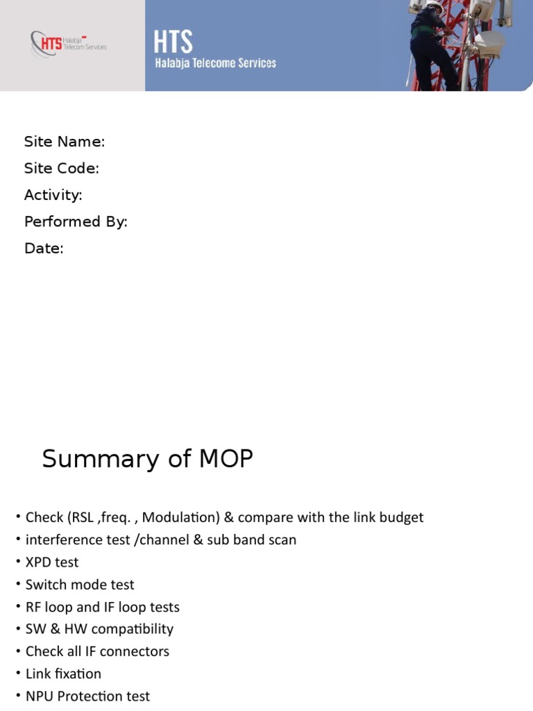 MOP Summary for RF Testing Procedures | PDF | Science & Mathematics