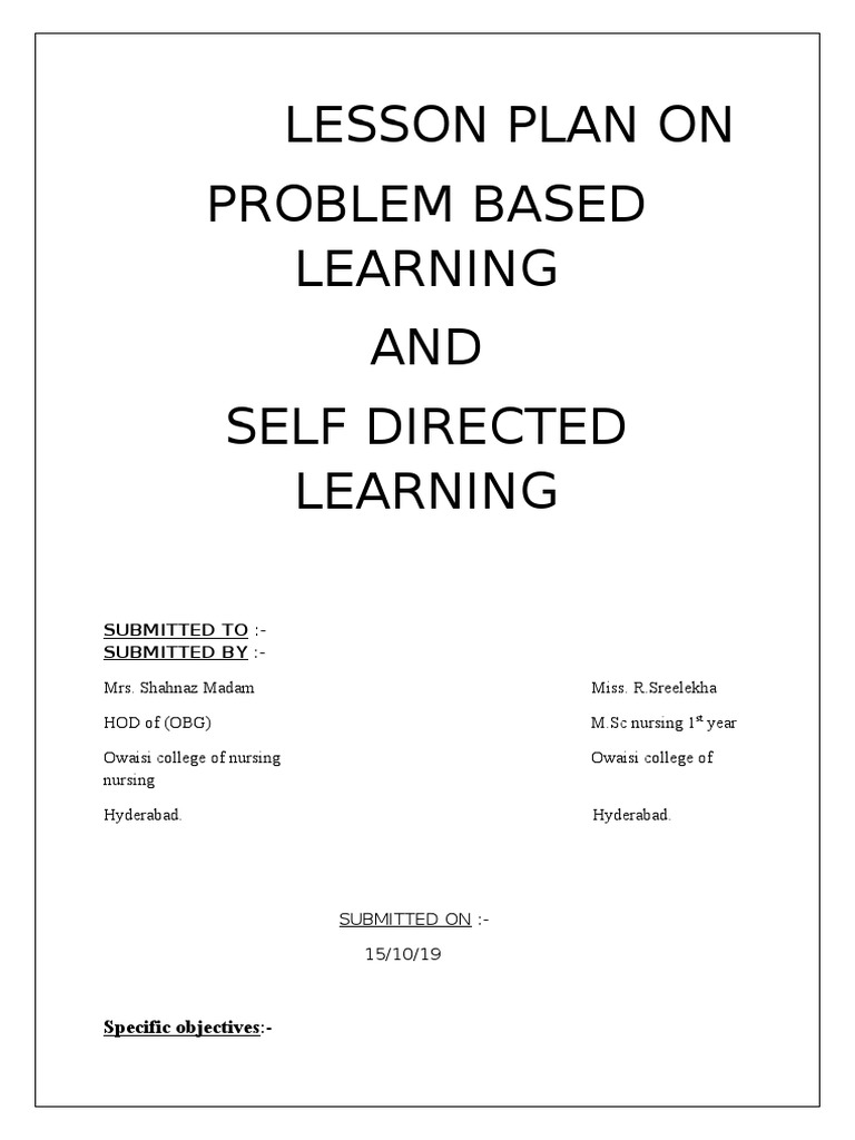 Lesson Plan On PBL | PDF | Change | Learning
