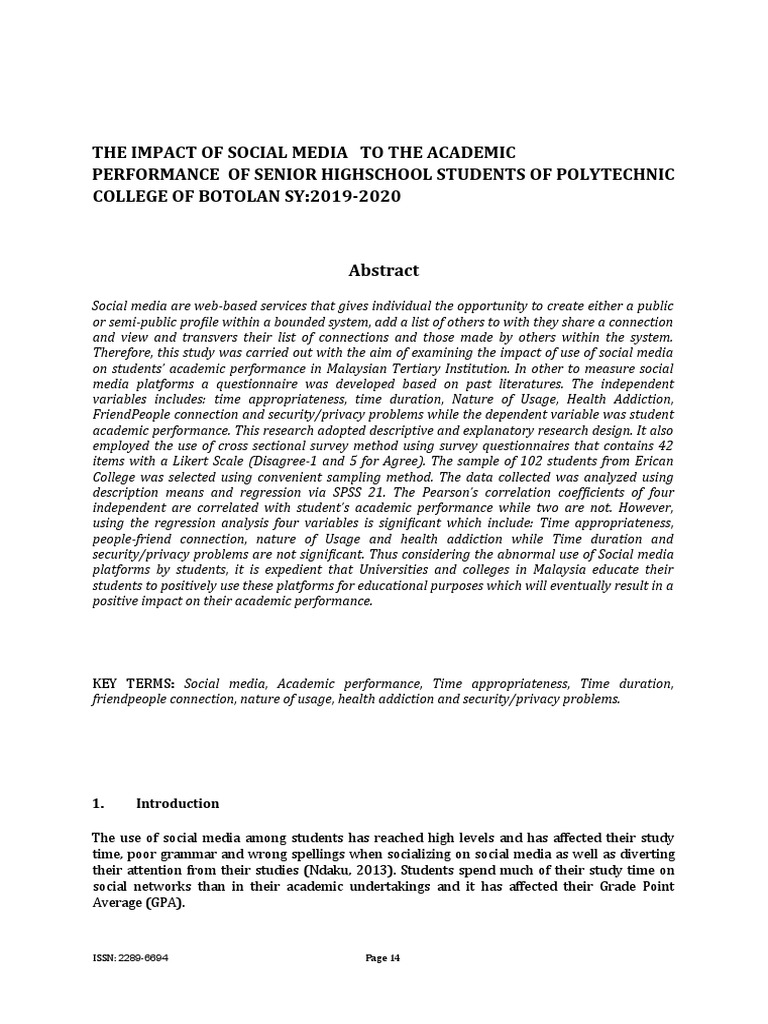 Social Media's Effect on High School GPA | PDF | Social Media | Popular ...