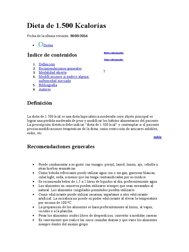Dieta de 1500 Kcal Fisterra | PDF | Sustituto de azúcar | Dieta