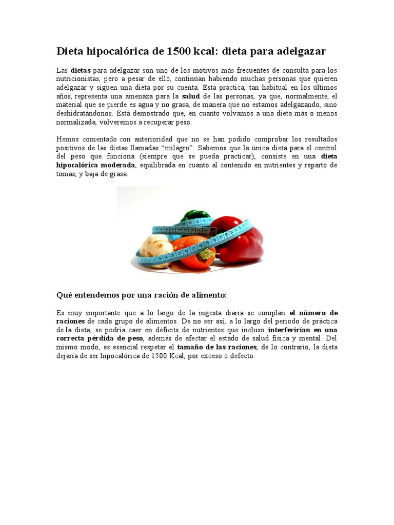 Dieta Hipocalórica de 1500 Kcal | PDF | Dieta | Alimentos