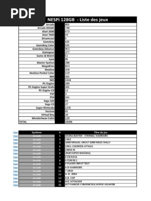 Nespi Liste Jeux 128gb Pdf Materiel De Jeux Video Consoles De Jeux Video