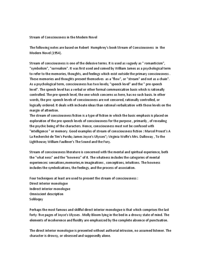Stream of Consciousness in Modern Novels | PDF | Consciousness ...