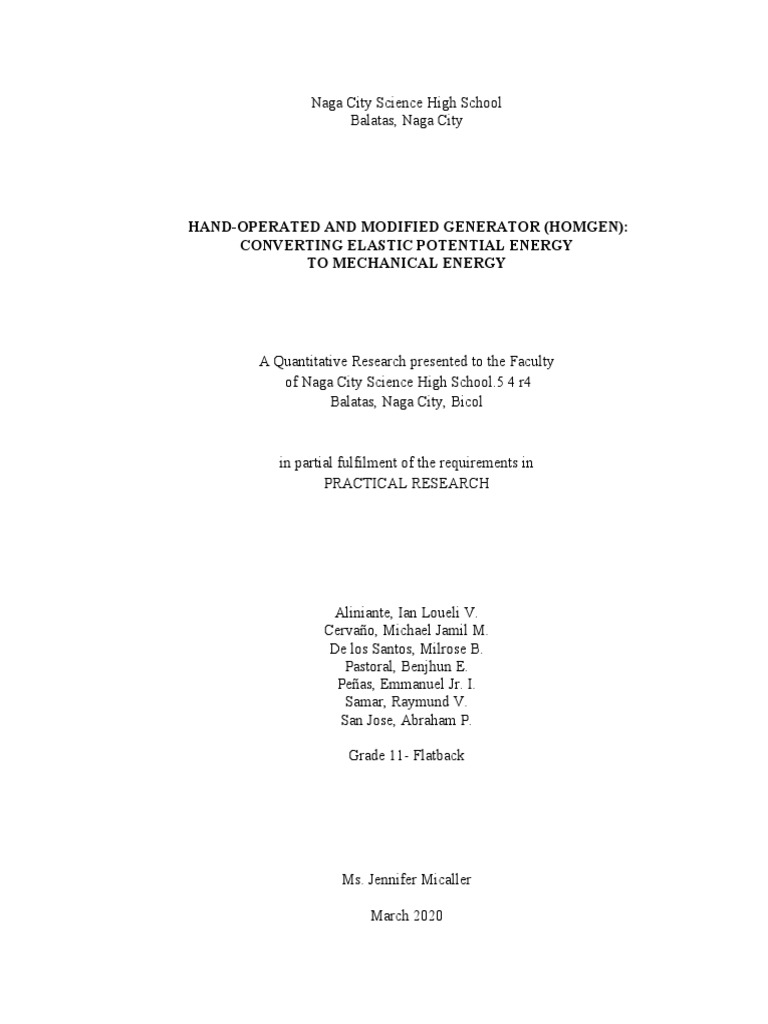 Hand-Operated and Modified Generator (Homgen) : Converting Elastic ...