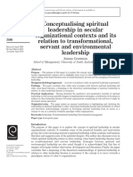 Conceptualising Spiritual Leadership in Secular Organisational Contexts and Its Relation To Transformational, Servant and Environmental Leadership