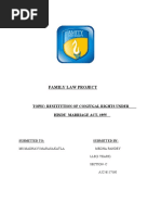 Family Law Project: Topic: Restitution of Conjugal Rights Under Hindu Marriage Act, 1955