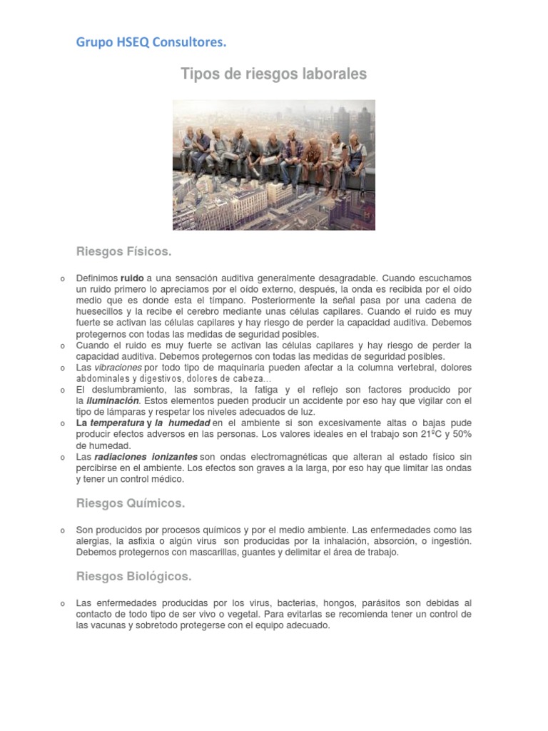 Tipos de Riesgos Laborales | PDF | Factores humanos y ergonomía ...