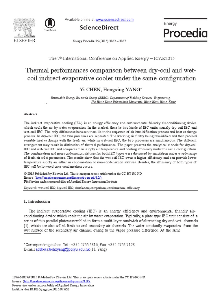 Thermal Performances Comparison Between DryCoil and WetCoil Indirect