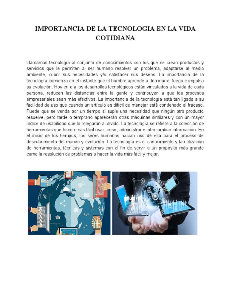 Importancia de la Tecnología Cotidiana | PDF | Innovación | Tecnología ...