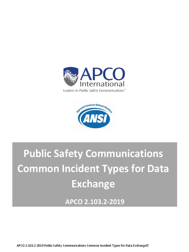 Public Safety Communications Common Incident Types For Data Exchange ...