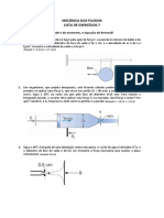 Mecânica dos Fluidos - Lista de Exercícios 7