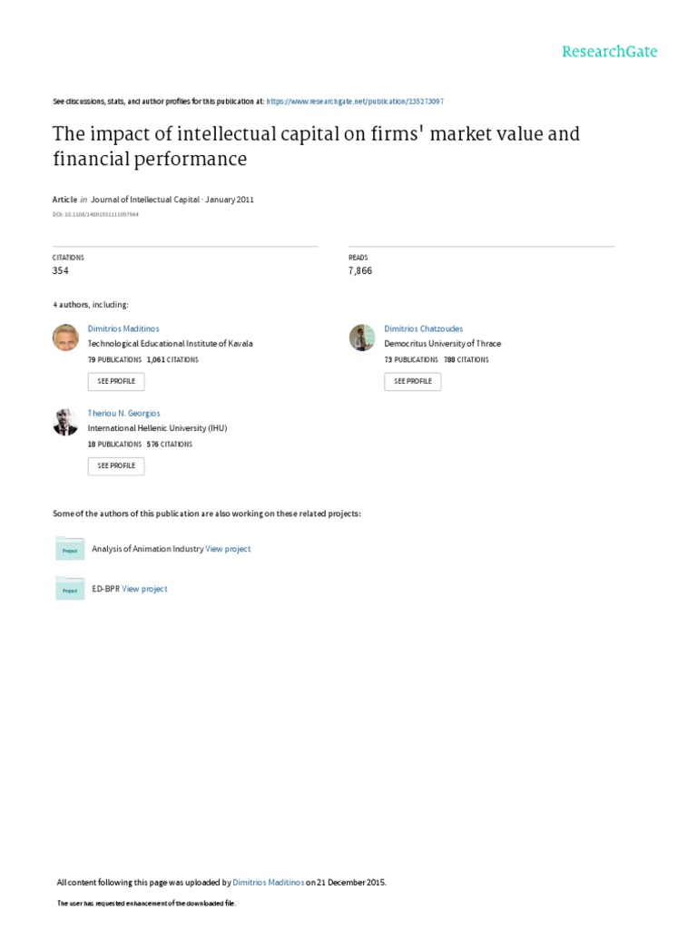 The Impact of Intellectual Capital On Firms' Market Value and Financial ...