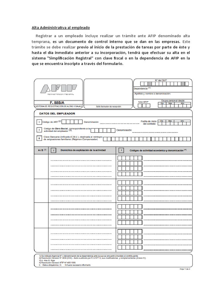 Alta Administrativa Al Empleado | PDF