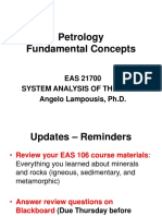 Petrology Fundamental Concepts: EAS 21700 System Analysis of The Earth Angelo Lampousis, PH.D