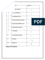 Table of Contents for Organizational Report