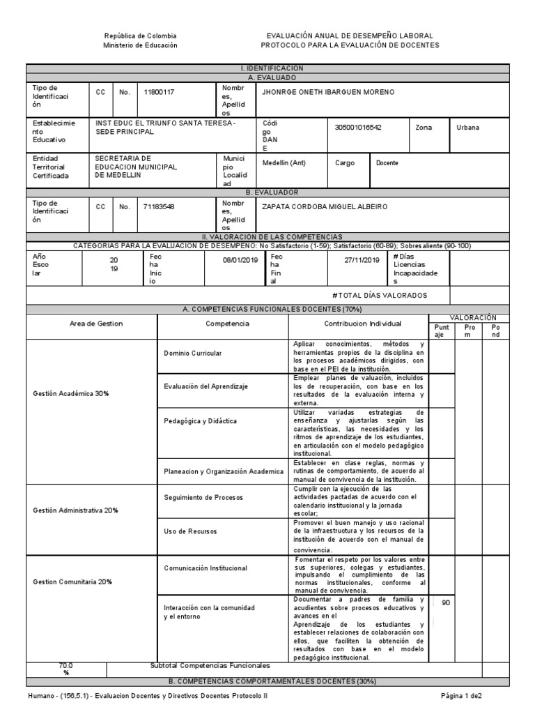 Protocolo Evaluación Docente 2024 | PDF | Evaluación | Maestros