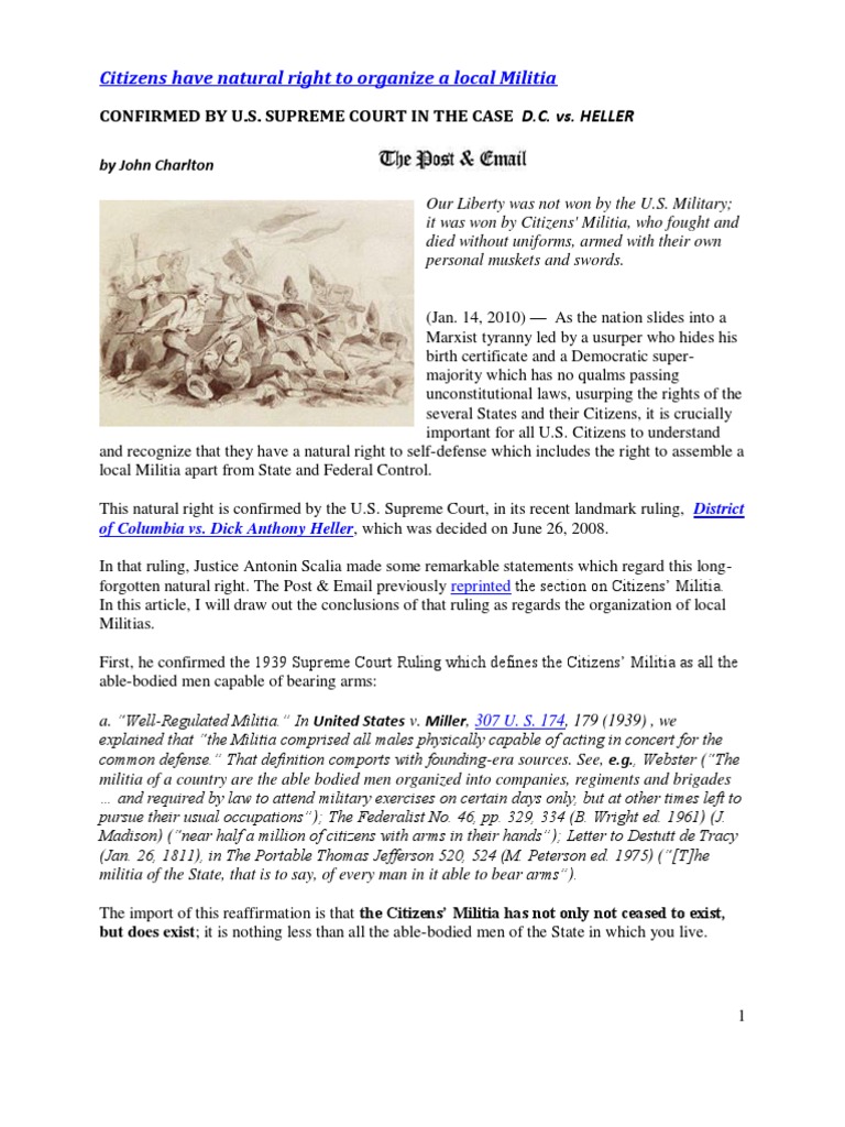 Citizens Have Natural Right To Organize A Local Militia (Jan 142010
