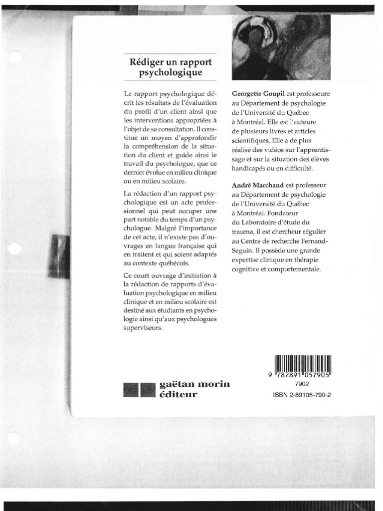 Rediger Un Rapport Psychologique