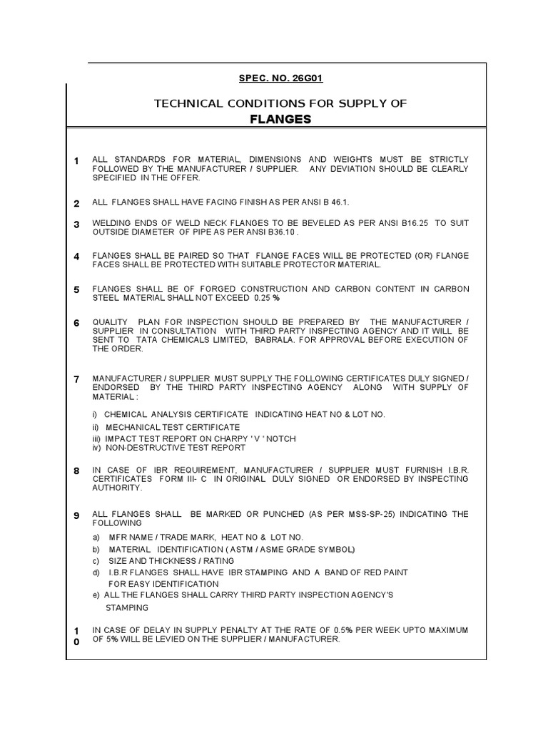 Flanges: Technical Conditions For Supply of | PDF | Materials ...