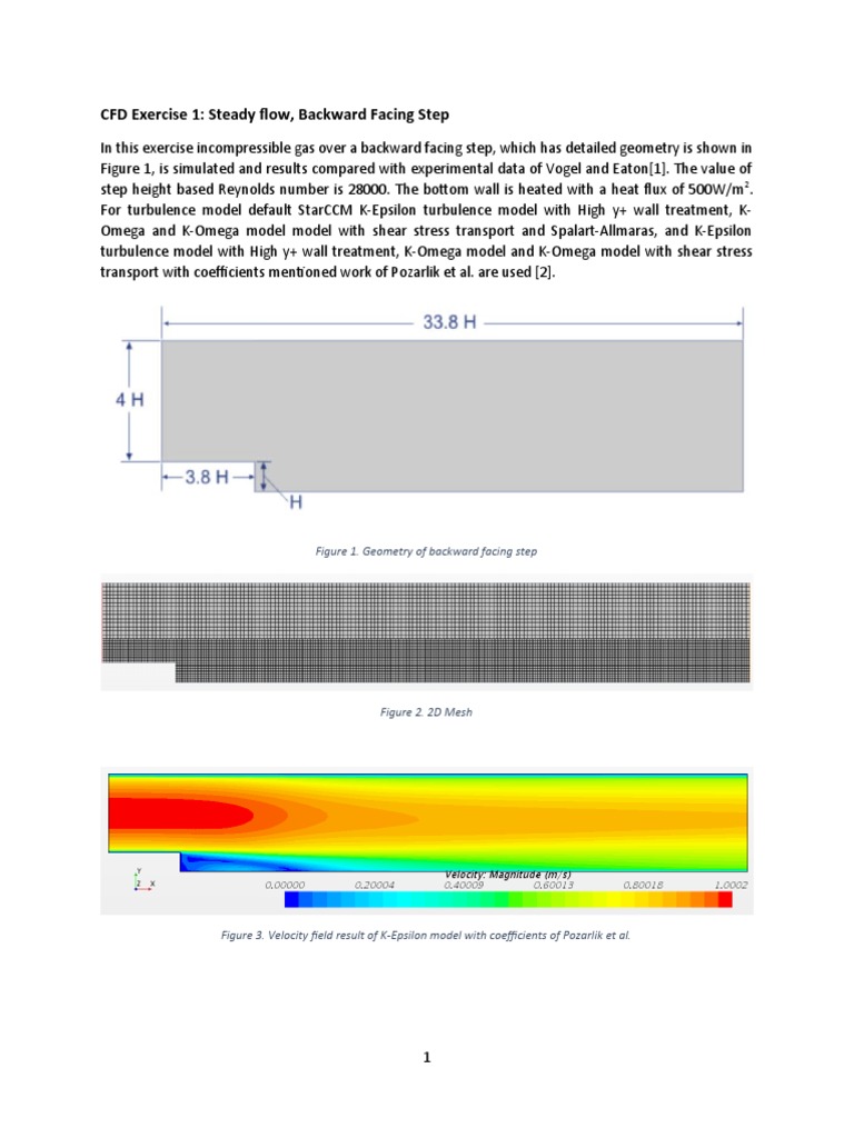 CFD Exercise 1: Steady Flow, Backward Facing Step | PDF | Turbulence ...