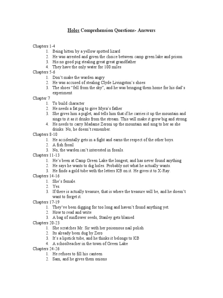 Holes by Louis Sachar, Summary, Setting & Analysis - Video & Lesson  Transcript