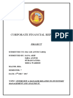 Corporate Financial Reporting: Project