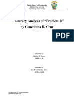 Literary Analysis of "Problem Is" by Conchitina R. Cruz: Saint Mary's University