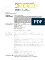 Syllabus For ENGR065-01: Circuit Theory: Designation: Catalog Description