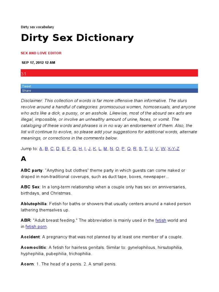 Dirty Sex Vocabulary PDF Sexual Fetishism Fellatio