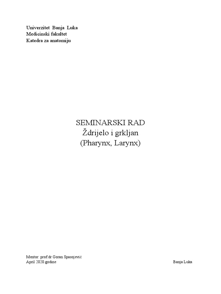 Seminarski Anatomija | PDF