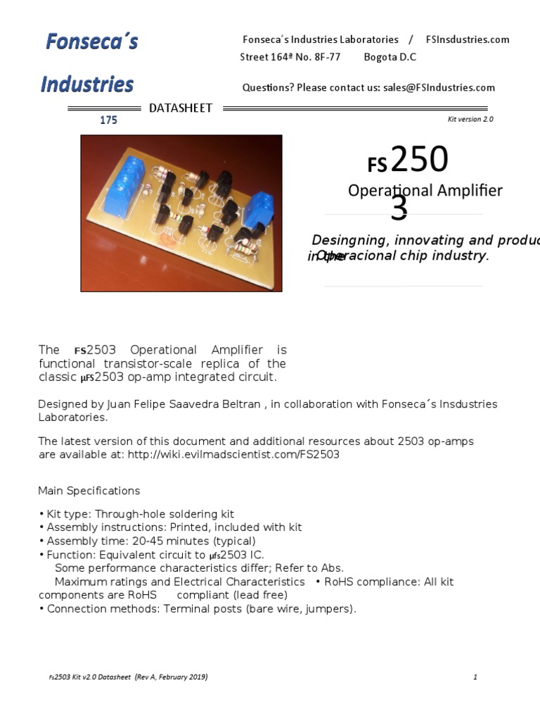 Datasheet, Instrumentación | PDF | Operational Amplifier | Electronic ...