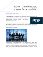 Alta Dirección. Características, Funciones y Gestión de La Calidad