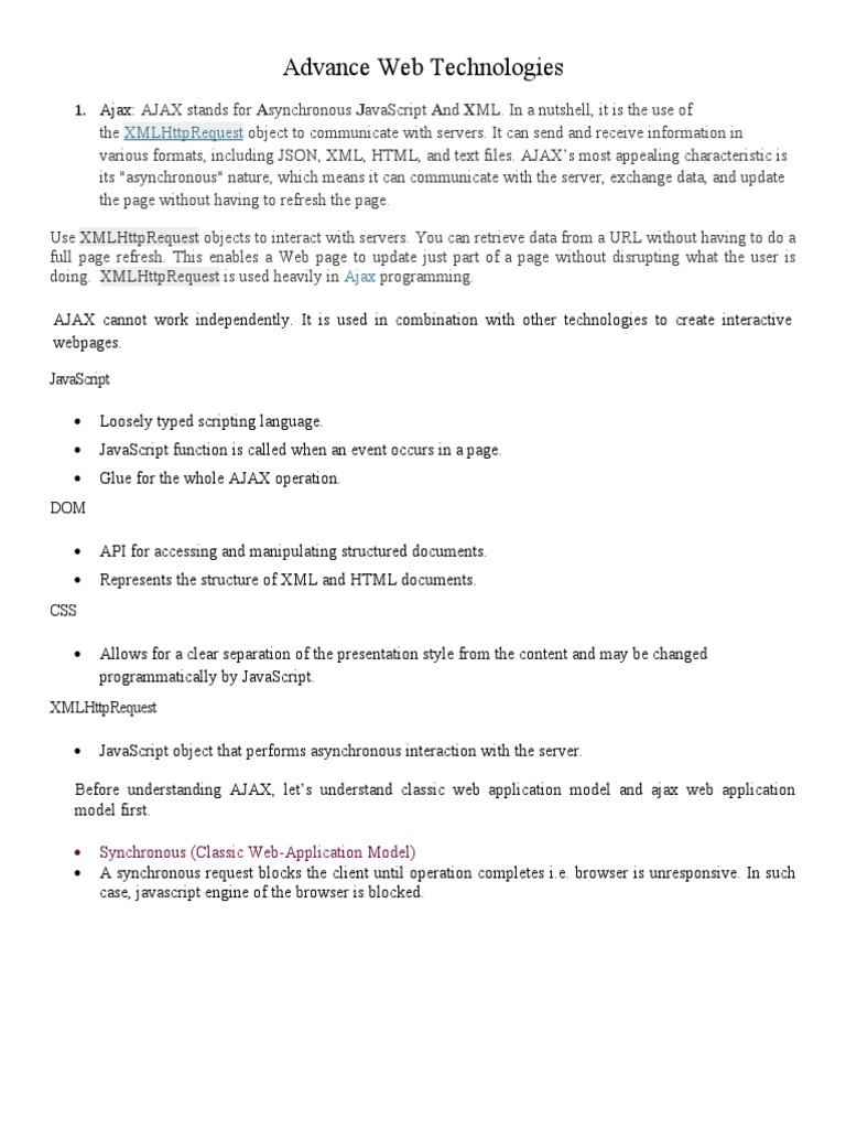 Advance Web Technologies | PDF | Ajax (Programming) | Bootstrap (Front ...